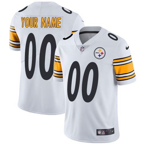 2019 NFL Youth Nike Pittsburgh Steelers Road White Customized Vapor jersey